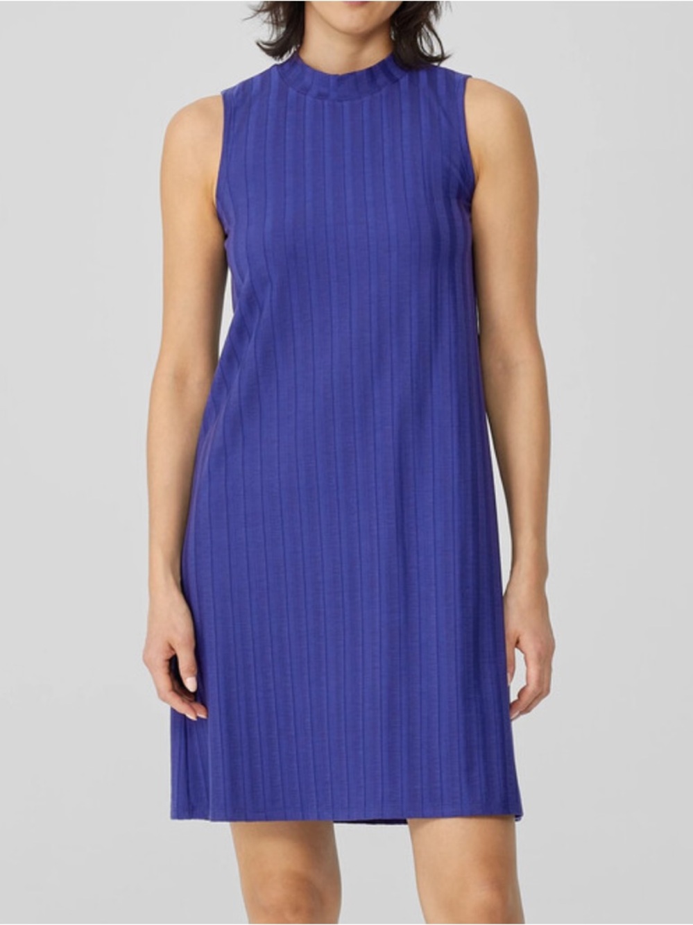 Eileen Fisher Wide Rib Stretch Mock Neck Dress | Size S